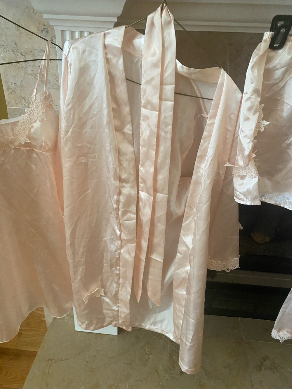 Silky Lace Trim Women's 5-Piece Sleepwear Set - Blush Pink - Picture 3 of 6